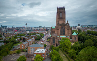 Fototapeta na wymiar The Cathedral of Liverpool - aerial view - travel photography