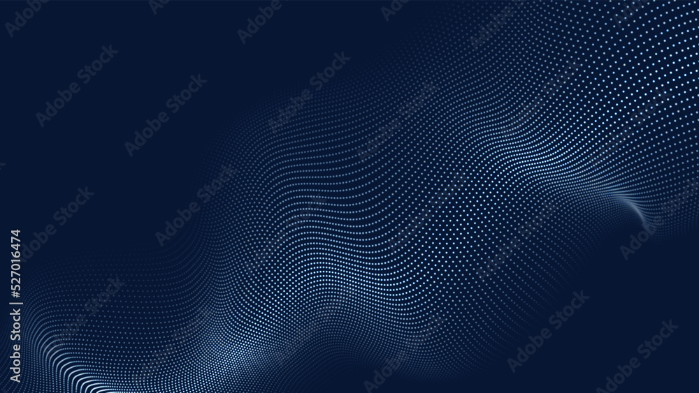 Aufkleber abstract futuristic wave with moving dots. flow of particles. vector cyber technology illustration.