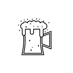 beer stein glass icon with soda and foam on white background. simple, line, silhouette and clean style. black and white. suitable for symbol, sign, icon or logo