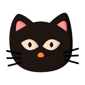 Black cat icon cute funny cartoon