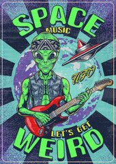 Space music vintage flyer colorful