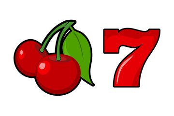 Casino Slots Cherry and Seven Symbols Illustration
