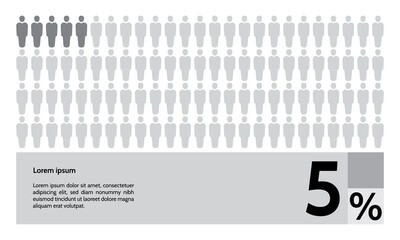 5 percent people population demography, diagram, infographics concept, element design. Vector illustration