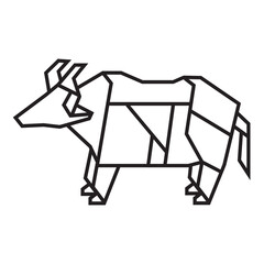 Fototapeta na wymiar cow origami illustration design. line art geometric for icon, logo, design element, etc