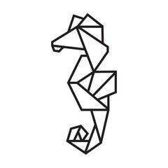 sea horse origami illustration design. line art geometric for icon, logo, design element, etc