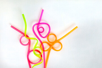 Fun and colorful crazy drinking straws for any occasion, isolated on white