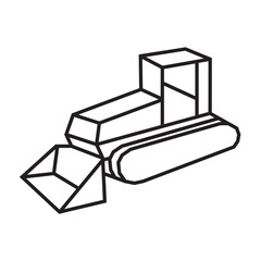 bulldozer origami illustration design. line art geometric for icon, logo, design element, etc