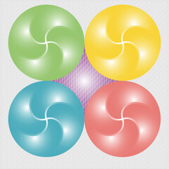 Quad color and striped background. Pattern with backdrop from oval circles.