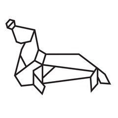 Obraz premium pinniped origami illustration design. line art geometric for icon, logo, design element, etc