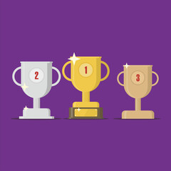 set tournament trophy gold silver bronze icon for design graphic .vector illustration EPS10