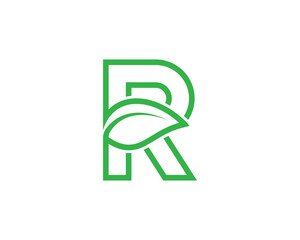 Initial Letter R Leaf Logo Concept sign icon symbol Design. Natural Products, Cosmetics, Ecology, health Care, spa, Herbal Logotype. Vector illustration template