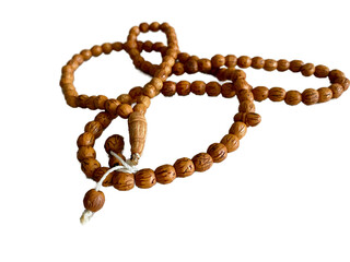 Rosary Isolated on white background, Islamic rosary realistic. Realistic Prayer beads of black color, design element.