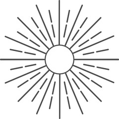 Obraz premium Sun rays icon, shine and burst line