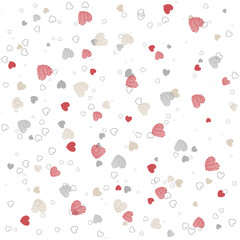 Seamless pattern with hearts scattered on a white background. Valentine's day pattern. Design for paper, textile, card