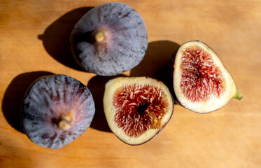 figs in sunlight. half a fig. Healthy food, useful product. Autumn, harvest