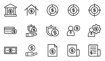 money vector line icon set
