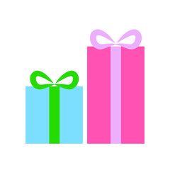 Happy birthday party, birthday party, colorful gift box at party, flat vector illustration and icon