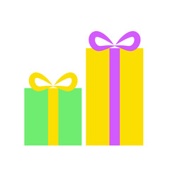 Happy birthday party, birthday party, colorful gift box at party, flat vector illustration and icon