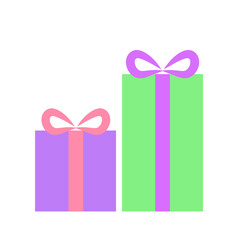 Happy birthday party, birthday party, colorful gift box at party, flat vector illustration and icon