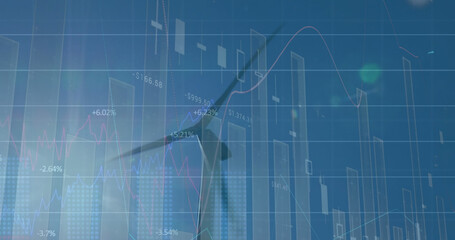 Image of green line and data processing over grid