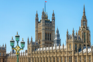 The Houses of Parliament in Westminster palace in London, UK - obrazy, fototapety, plakaty