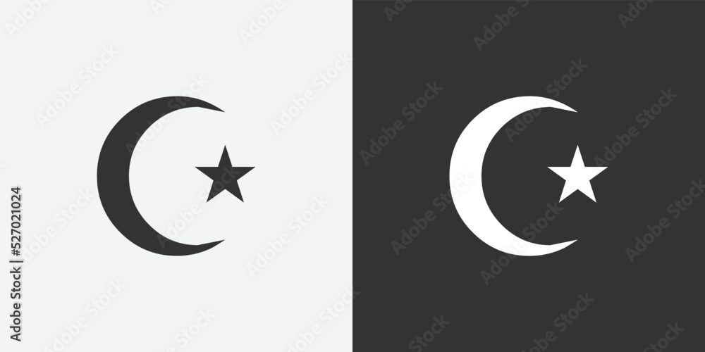 Poster islam symbol vector icon. isolated crescent moon and star symbol icon vector design. designed for we