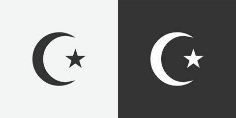 Islam symbol vector icon. Isolated crescent moon and star symbol icon vector design. Designed for web and app design interfaces.