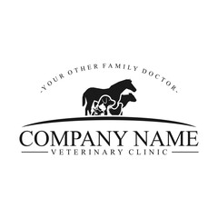 vet clinic logo, Dog, cat, horse, cow health cherty logo