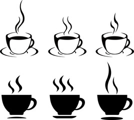 Coffee cup icon set 6, Hot coffee, Espresso