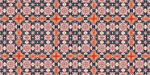 Retro blue red pattern clash geometric bandana border. Masculine fashion edging trim banner with nantucket style decorative design. Endless repeatable tape