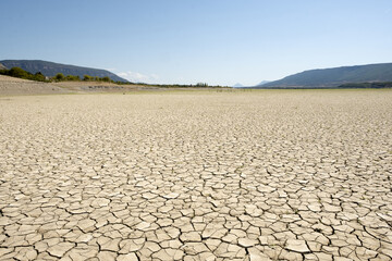 Drought in the cracked earth, climate change concept.