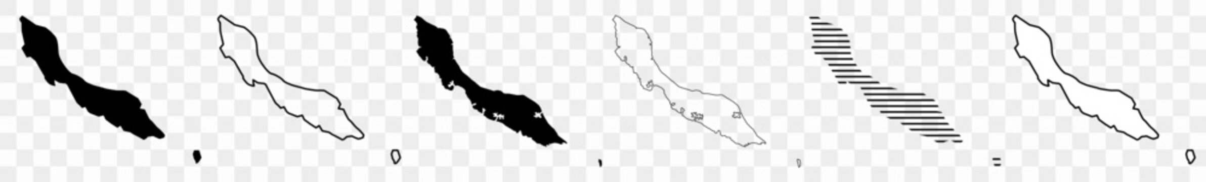 Curaçao Map Black | Curacao Border | State Country | Transparent Isolated | Variations