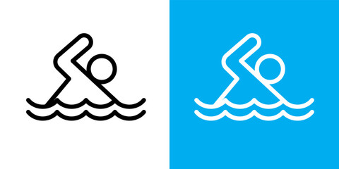 Man swimming outline icon design vector. Free swim in pool symbol illustration.	