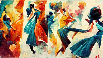 dance contest poster for a viennese waltz, modern illustration - obrazy, fototapety, plakaty