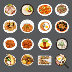 Traditional Korean Food Vector Watercolor Illustration.
