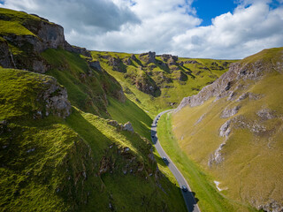 Winnats Pass in the Peak District - aerial view - travel photography