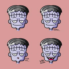 vector illustration of cute zombie monster emoji