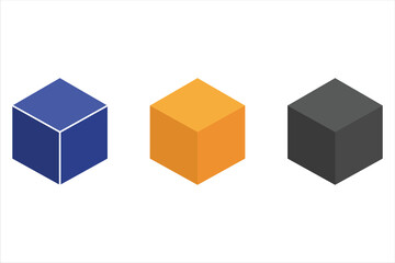 Set of colored cube icons, 3d square icons. Vector illustration.