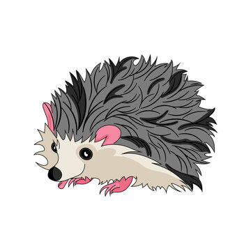 Vector illustration of cartoon fairy tale hedgehog. Caricature. Isolated on white background.