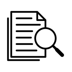 Case study icon. Looking for a work icon. Searching document icon