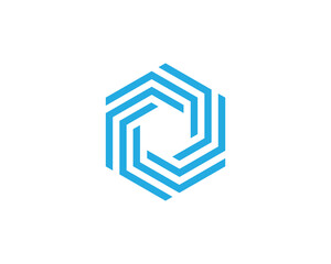 Creative Hexagon Technology Logo Concept sign icon symbol Design Element Line Art Style. Tech Logotype. Vector illustration template