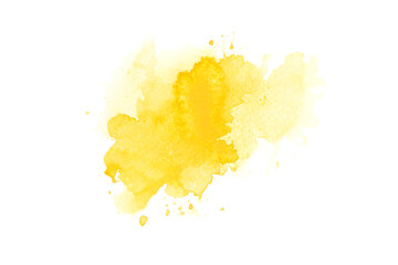 yellow watercolor paint splashes on white background