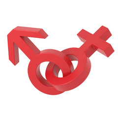 Gender signs. 3D gender icon.
