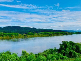 Fototapeta na wymiar Kitakami River in Tome, Japan