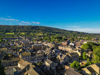 Aerial view of Otley town centre. A market town in West Yorkshire.