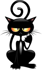 Lichtdoorlatende rolgordijnen zonder boren Draw Cat Sly Cartoon Character toont zijn knipperende hoektand - Cats Collection