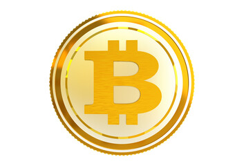 Cryptocurrency Theme. Bitcoin Golden Coin PNG 3D Isolated. Business Industry.