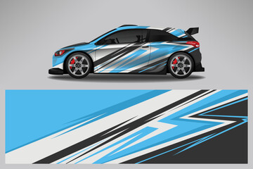 Fototapeta premium Car decal wrap livery design. Graphic abstract line racing background Vector design for vehicle, race car, rally, adventure livery camouflage.