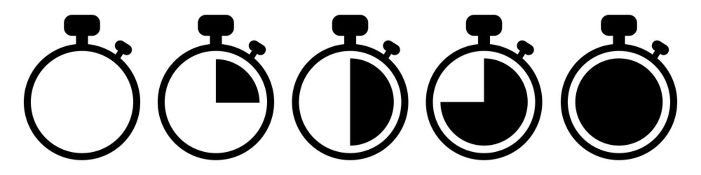 Set of chronometer for web design. Stopwatch icon. Countdown timer symbol.