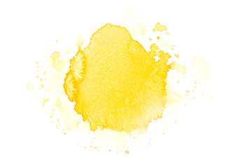 yellow watercolor paint splashes on white background
